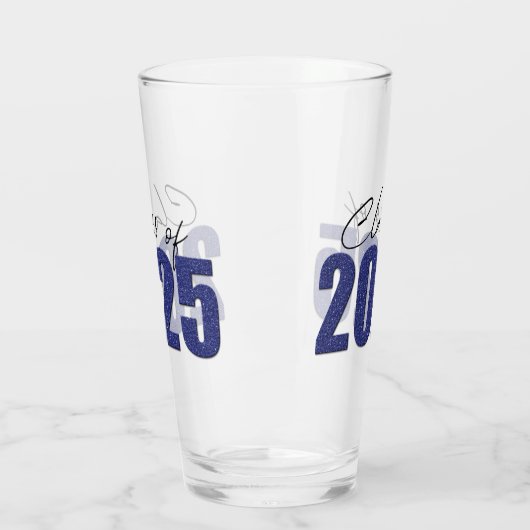 Navy Blue Glitter Klasse van 2025 Glas (Links)