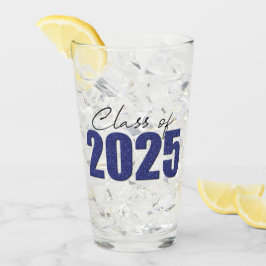 Navy Blue Glitter Klasse van 2025 Glas