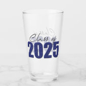 Navy Blue Glitter Klasse van 2025 Glas (Voorkant)