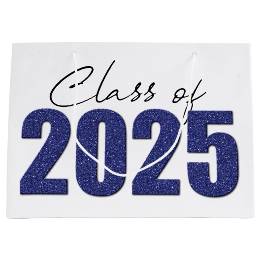 Navy Blue Glitter Klasse van 2025 Groot Cadeauzakje (Voorkant)