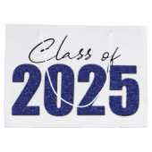 Navy Blue Glitter Klasse van 2025 Groot Cadeauzakje (Achterkant)