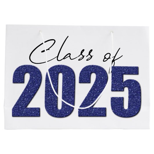 Navy Blue Glitter Klasse van 2025 Groot Cadeauzakje (Achterkant)
