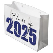 Navy Blue Glitter Klasse van 2025 Groot Cadeauzakje (Achterkant Gekanteld)