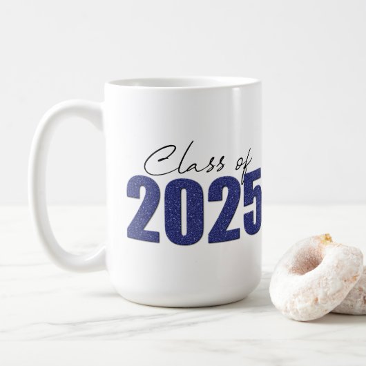 Navy Blue Glitter Klasse van 2025 Koffiemok (Met donut)