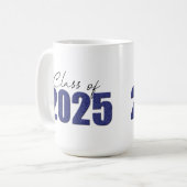 Navy Blue Glitter Klasse van 2025 Koffiemok (Voorkant links)