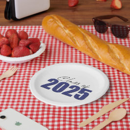 Navy Blue Glitter Klasse van 2025 Papieren Bordje