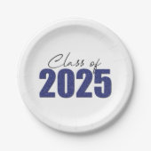 Navy Blue Glitter Klasse van 2025 Papieren Bordje (Voorkant)