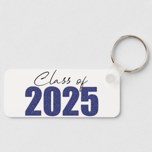 Navy Blue Glitter Klasse van 2025 Sleutelhanger (Voorkant)