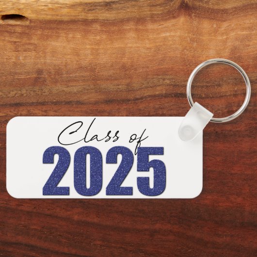 Navy Blue Glitter Klasse van 2025 Sleutelhanger (Voorkant)