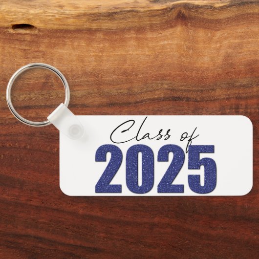 Navy Blue Glitter Klasse van 2025 Sleutelhanger (Achterkant)