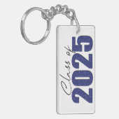 Navy Blue Glitter Klasse van 2025 Sleutelhanger (Voorkant Links)