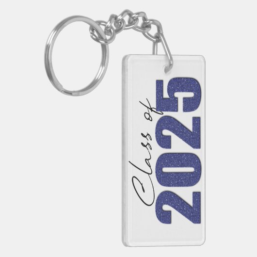 Navy Blue Glitter Klasse van 2025 Sleutelhanger (Voorkant Links)