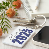Navy Blue Glitter Klasse van 2025 Sleutelhanger (Voorkant Rechts)