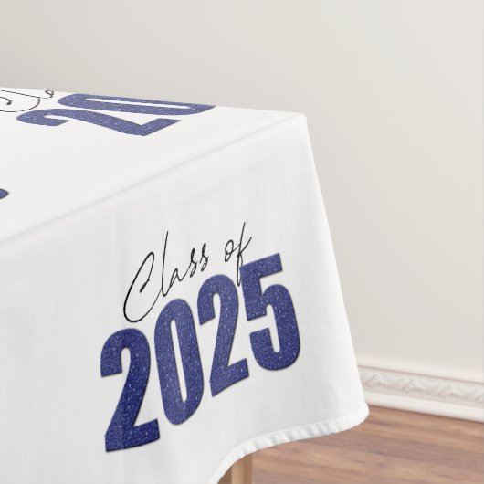 Navy Blue Glitter Klasse van 2025 Tafelkleed (Voorbeeld)