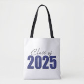 Navy Blue Glitter Klasse van 2025 Tote Bag (Voorkant)