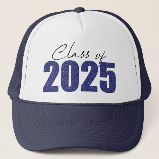 Navy Blue Glitter Klasse van 2025 Trucker Pet (Voorkant)
