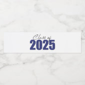 Navy Blue Glitter Klasse van 2025 Waterfles Etiket (Enkel label)