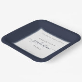 Navy Blue Glitter Lijst Name Year Graduparty Papieren Bordje (Gebogen)