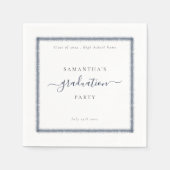 Navy Blue Glitter Lijst Year Name Graduparty Servet (Voorkant)