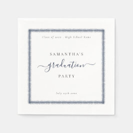 Navy Blue Glitter Lijst Year Name Graduparty Servet