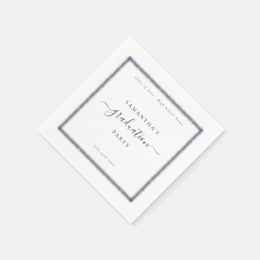 Navy Blue Glitter Lijst Year Name Graduparty Servet (Hoek)