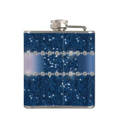 Navy Blue Glitter Look Bling gepersonaliseerd meta Heupfles (Achterkant)