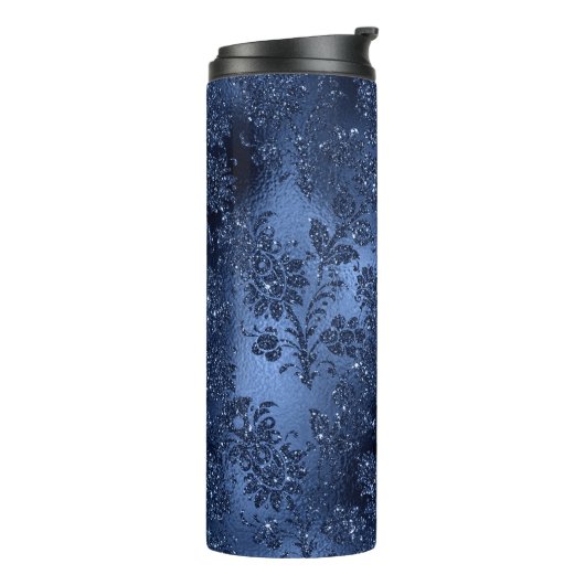 Navy Blue Glitter Mermaid Pattern Thermosbeker (Gedraaid links)