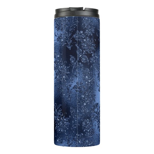 Navy Blue Glitter Mermaid Pattern Thermosbeker (Achterkant)