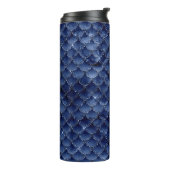 Navy Blue Glitter Mermaid Scale Patroon Thermosbeker (Gedraaid links)