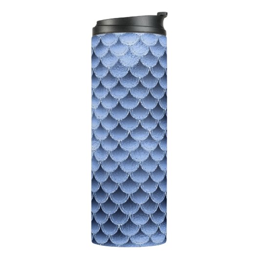 Navy Blue Glitter Mermaid Scale Patroon Thermosbeker (Gedraaid links)