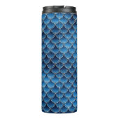Navy Blue Glitter Mermaid Scale Patroon Thermosbeker (Achterkant)