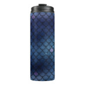 Navy Blue Glitter Mermaid Scale Patroon Thermosbeker (Voorkant)