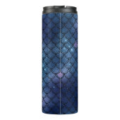 Navy Blue Glitter Mermaid Scale Patroon Thermosbeker (Achterkant)