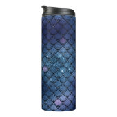 Navy Blue Glitter Mermaid Scale Patroon Thermosbeker (Geroteerd rechts)
