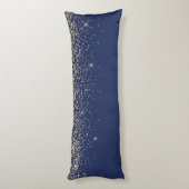 Navy Blue Glitter Monogram Name Girly Lichaamskussen (Achterkant (Verticaal))