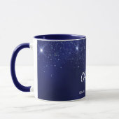 Navy blue glitter-monogram stofmonogram mok (Links)