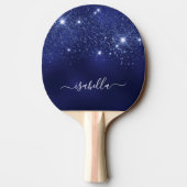 Navy Blue glitter naam script Tafeltennisbatje (Achterkant)