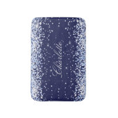 Navy blue glitter name monogram elegant badmat (Voorkant Verticaal)