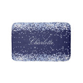 Navy blue glitter name monogram elegant badmat (Voorkant)
