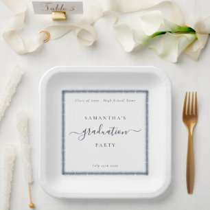 Navy Blue Glitter Name Year Graduparty Papieren Bordje