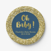 Navy Blue Glitter Oh Baby Bord (Voorkant)