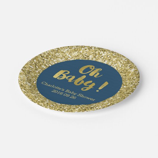 Navy Blue Glitter Oh Baby Bord (Gekanteld)