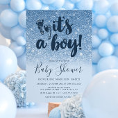 Navy Blue Glitter Ombre Het is een Boy Baby shower Kaart