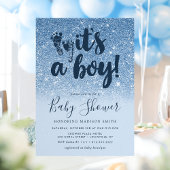 Navy Blue Glitter Ombre Het is een Boy Baby shower Kaart