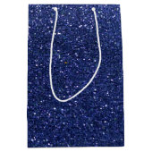 Navy Blue Glitter ombre Sparkles Glam Bat Mitzvah Medium Cadeauzakje (Voorkant)