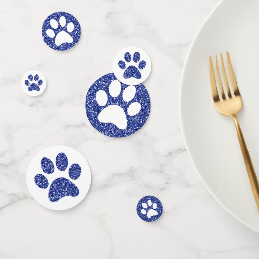 Navy Blue Glitter Paw Print Animal Paw Tracks Confetti (Groep)