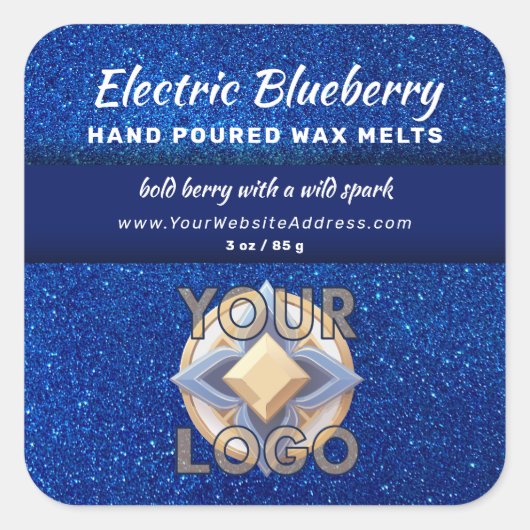 Navy Blue Glitter Professional Logo Product Labels (Voorkant)