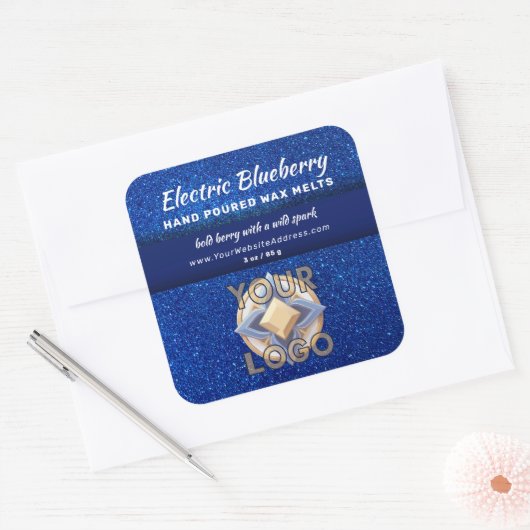 Navy Blue Glitter Professional Logo Product Labels (Envelop)