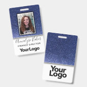 Navy Blue Glitter Professional RN Nurse Fotonaam Badge (Voor- en achterkant)