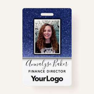 Navy Blue Glitter Professional RN Nurse Fotonaam Badge